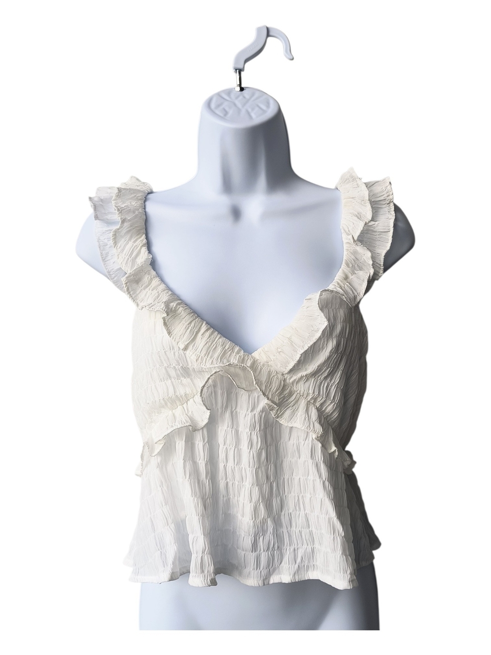 All in Favor Coquette Cottage Core Fairy Cream Ruffle V-Neck Camisole M NWT
